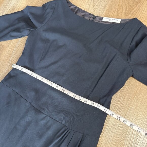 vintage Carolina Herrera navy dark blue wool dress size L 12 40" chest sheath - Picture 8 of 10